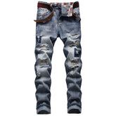 New Style Ripped Men's Personalized Trendy Retro Slim High Street Jeans