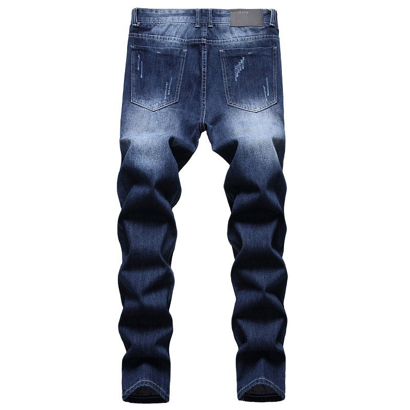 Men's Straight Jeans Washed Trendy Pants