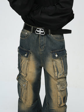 Retro American Distressed Design Men's Work Jeans