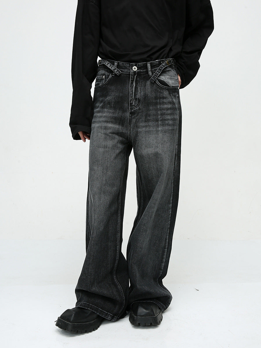 New High Street Handsome Floor-Length Straight Loose Jeans