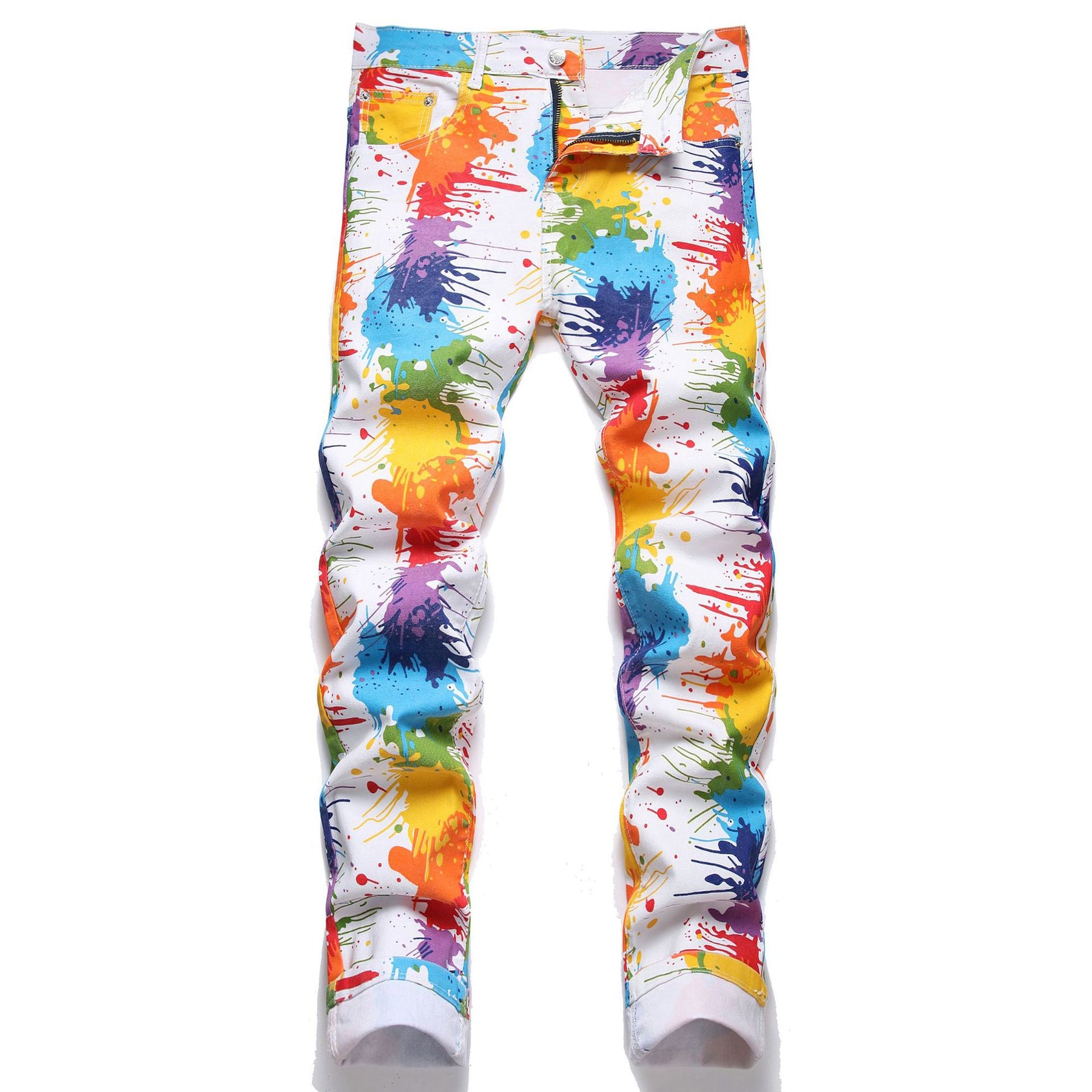 Men's Digital Printed Candy Color Stretch Jeans