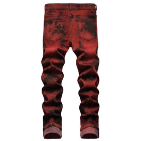 New Men's Red Brick Color Street Fashion Personalized Fashion Jeans