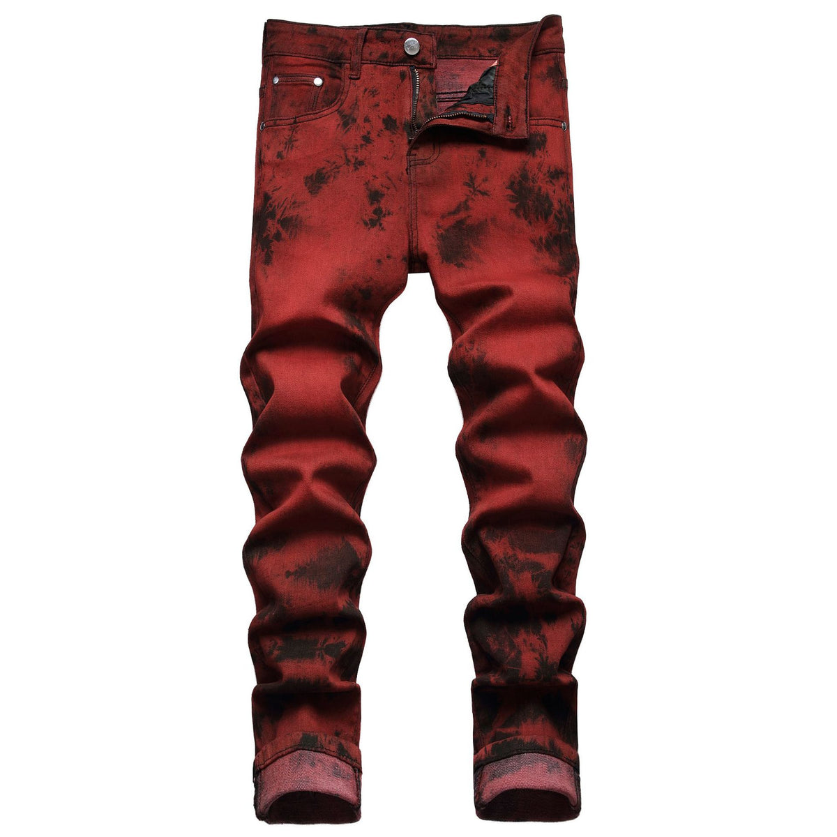 New Men's Red Brick Color Street Fashion Personalized Fashion Jeans