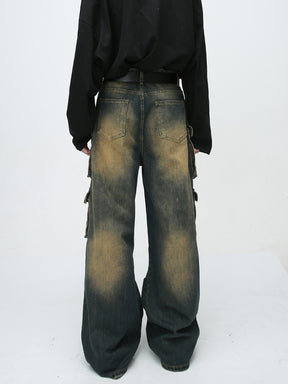 Retro American Distressed Design Men's Work Jeans