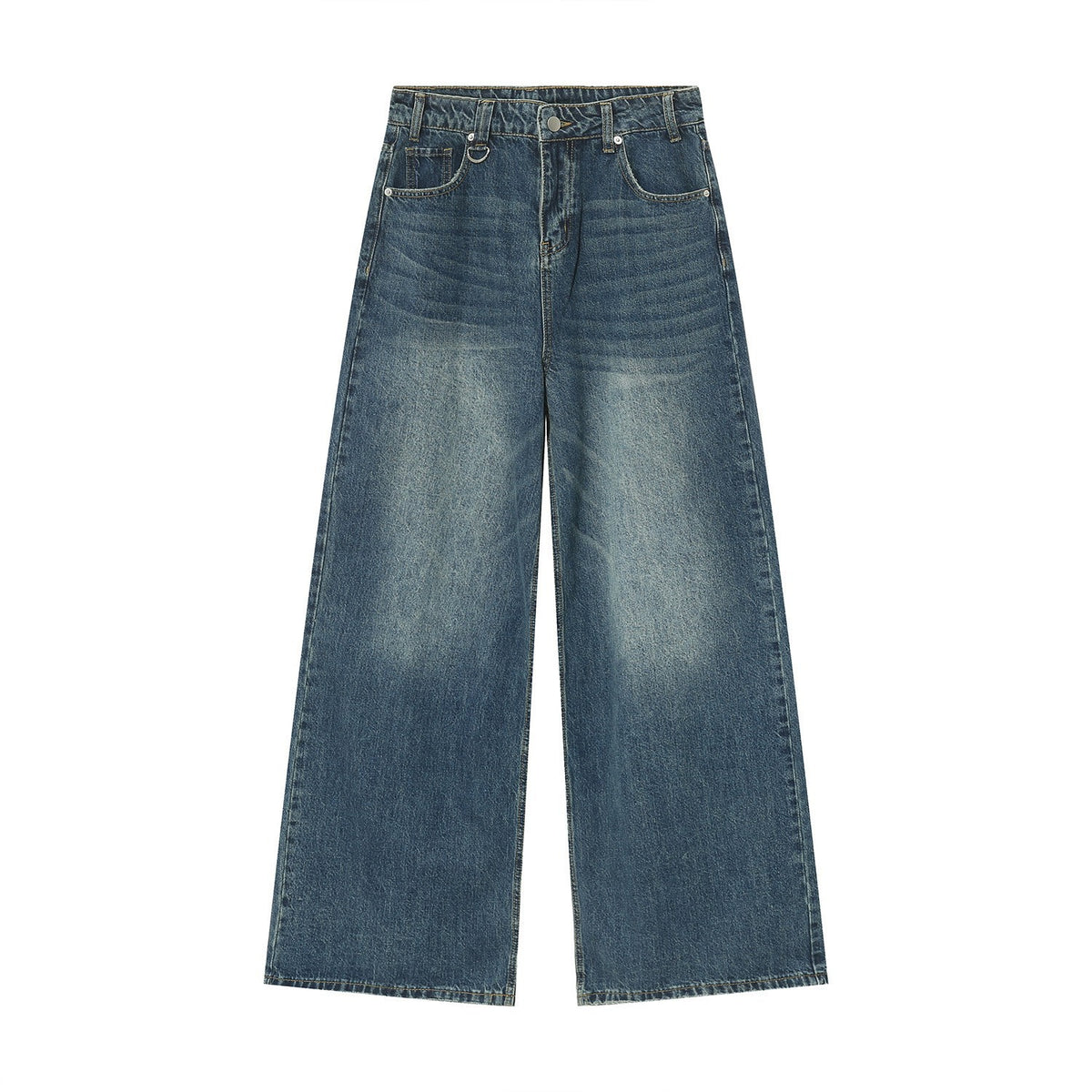 New Vintage Distressed Loose Wide-Leg Floor-Length Jeans