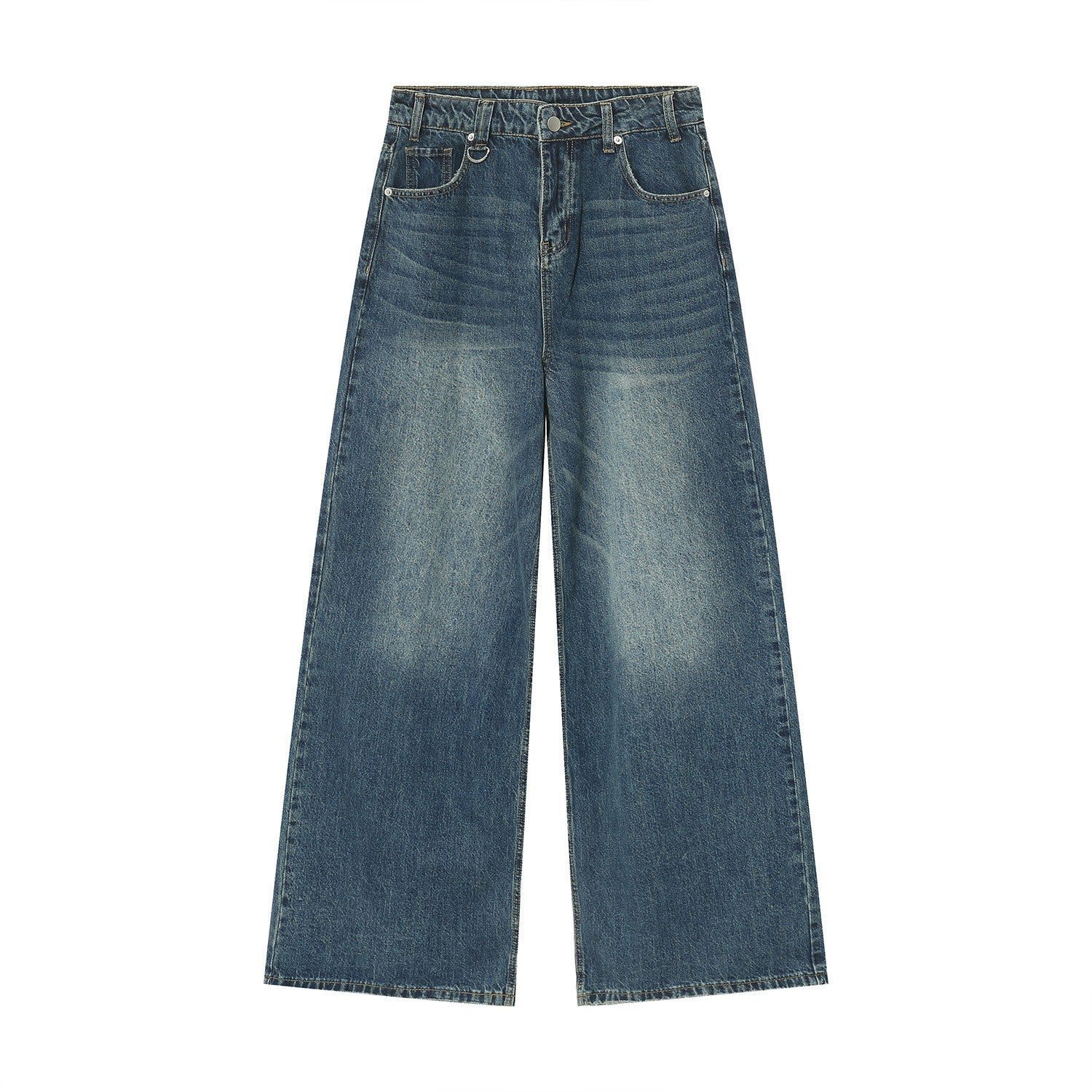 New Vintage Distressed Loose Wide-Leg Floor-Length Jeans