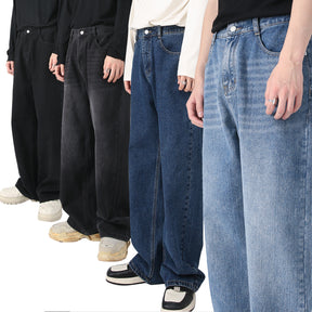 Men's Loose Elastic Waist Straight Casual Jeans