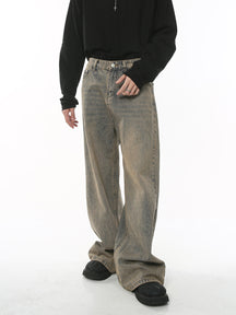 Retro Distressed Loose Wide Leg Men's Jeans