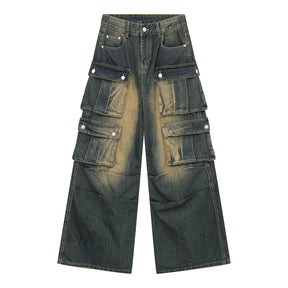 Retro American Distressed Design Men's Work Jeans