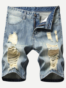 Men's Fashion Jeans Stretch Ripped Shorts