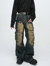 Retro American Distressed Design Men's Work Jeans