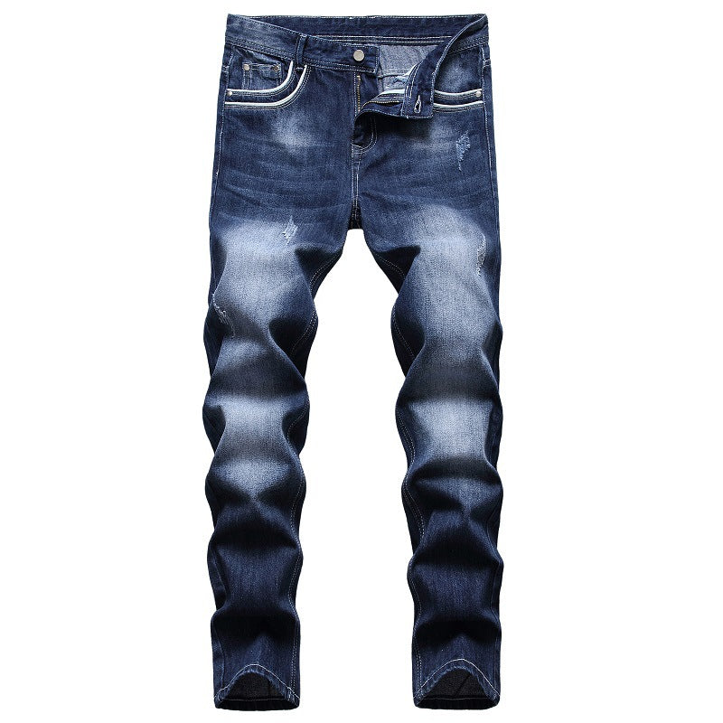 Men's Straight Jeans Washed Trendy Pants