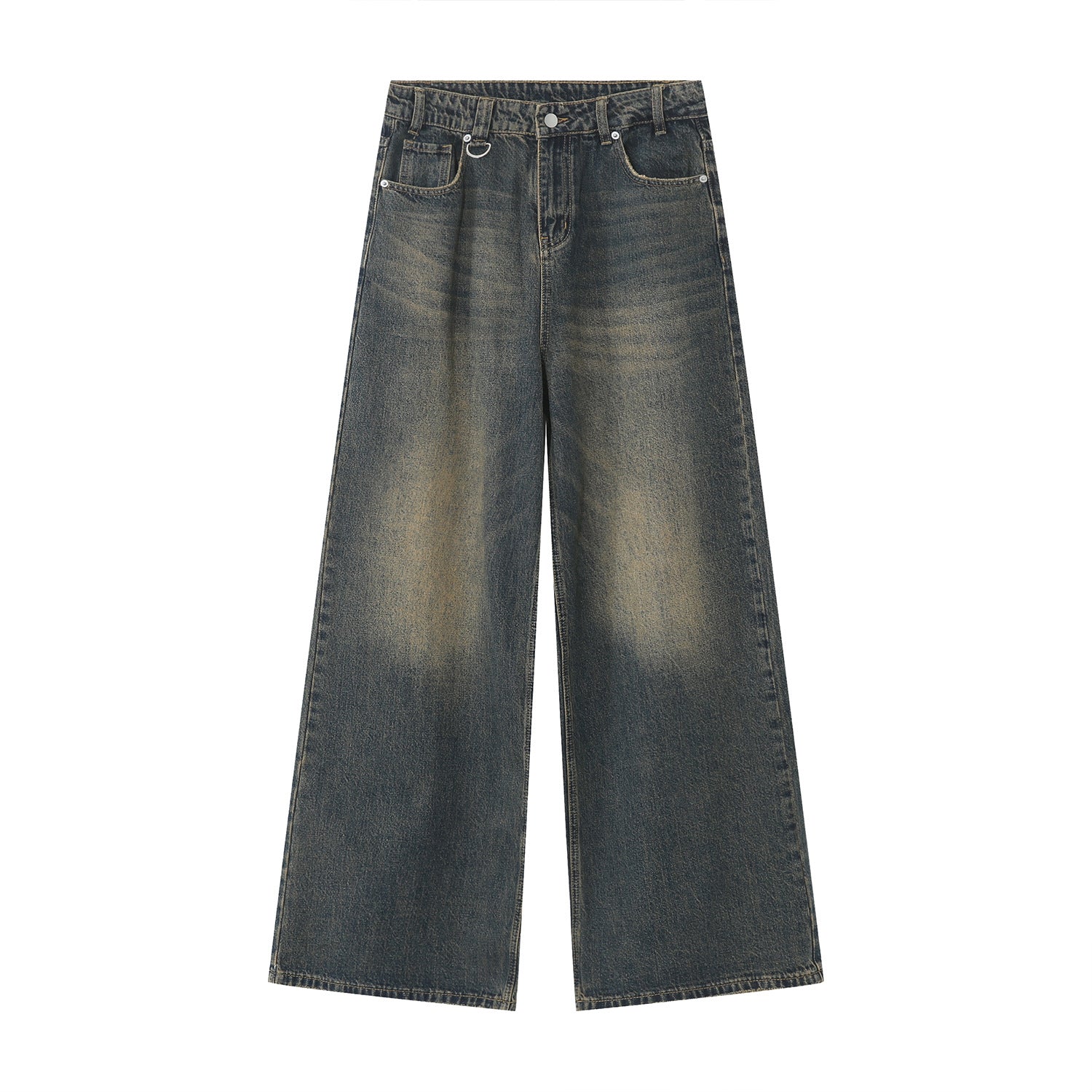 New Vintage Distressed Loose Wide-Leg Floor-Length Jeans