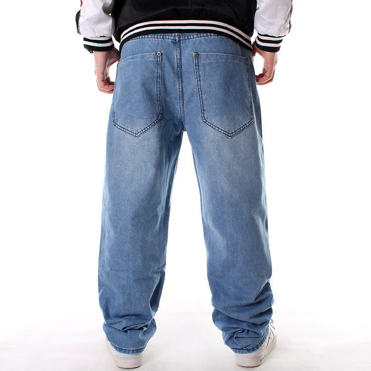 Men's Loose Denim Straight Leg Street Hip Hop Black Wide Leg Pants