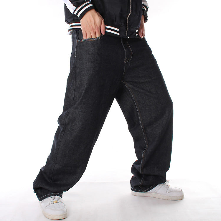 Men's Baggy Loose Fit Hip Hop Wash Denim Pants Street Fashion Classic Dance Skateboard Pants