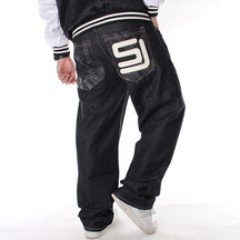 Men's Baggy Loose Fit Hip Hop Wash Denim Pants Street Fashion Classic Dance Skateboard Pants