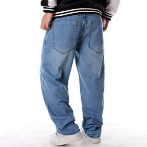 Men's Loose Denim Straight Leg Street Hip Hop Black Wide Leg Pants