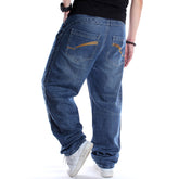 Men Casual Baggy Skateboard Pants Hip Hop Jeans Straight Denim Blue Jeans