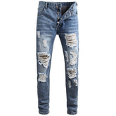 Men's Jeans Straight Ripped Trousers