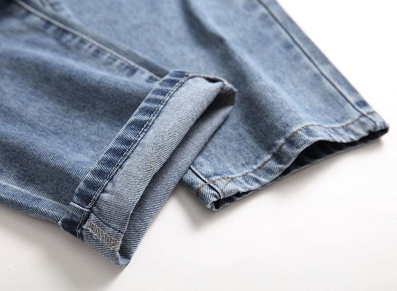 Men's Jeans Straight Ripped Trousers