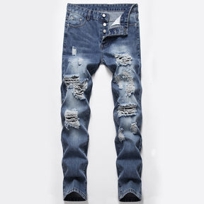 Men's Jeans Straight Ripped Trousers