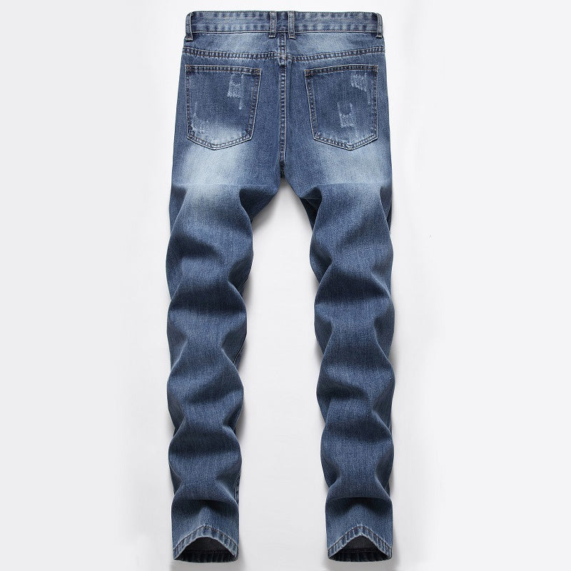 Men's Jeans Straight Ripped Trousers