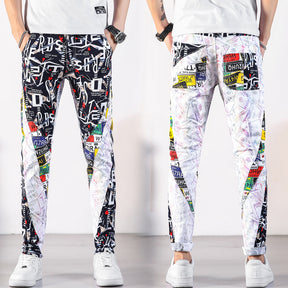 Men's Color Printed Slim Straight Jeans