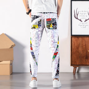 Men's Color Printed Slim Straight Jeans