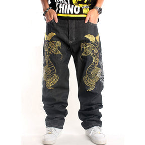 Men's Retro Workwear Hip Hop Loose Fashion Black Jeans