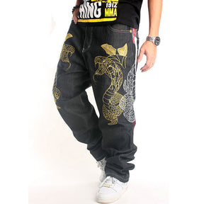 Men's Retro Workwear Hip Hop Loose Fashion Black Jeans