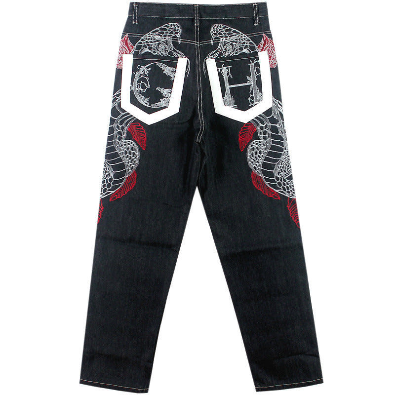 Men's Retro Workwear Hip Hop Loose Fashion Black Jeans