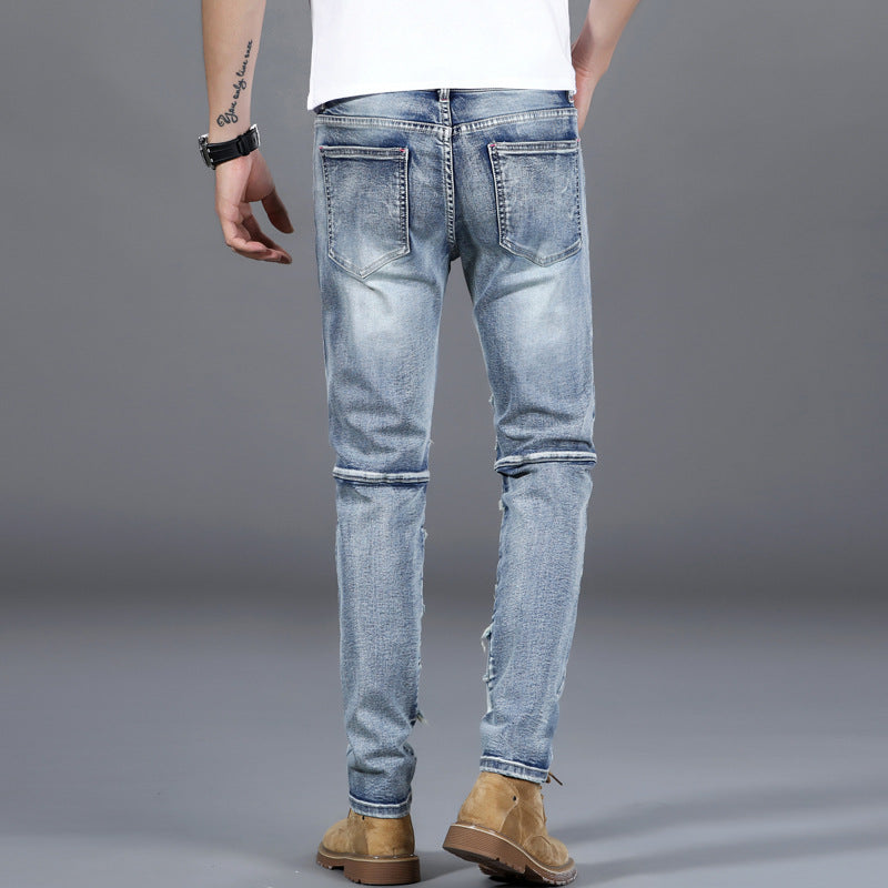 Stylish Men's Stretch Slim Fit Retro Motorcycle Jeans