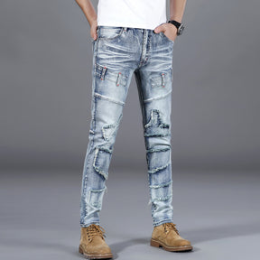 Stylish Men's Stretch Slim Fit Retro Motorcycle Jeans