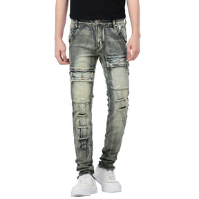 High Quality Fashion Washed Vintage Denim Stretch Men's Jeans