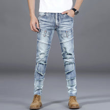 Stylish Men's Stretch Slim Fit Retro Motorcycle Jeans