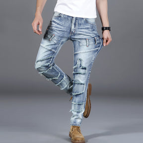 Stylish Men's Stretch Slim Fit Retro Motorcycle Jeans